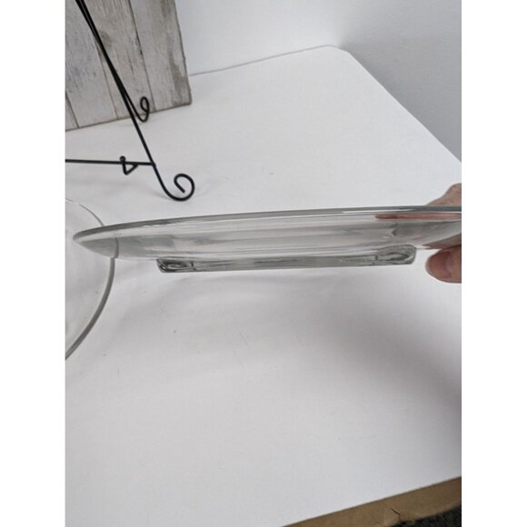 Set of 2 Cambridge Square Base Glass Round Plates 9 3/8" Chipped - Picture 4 of 6